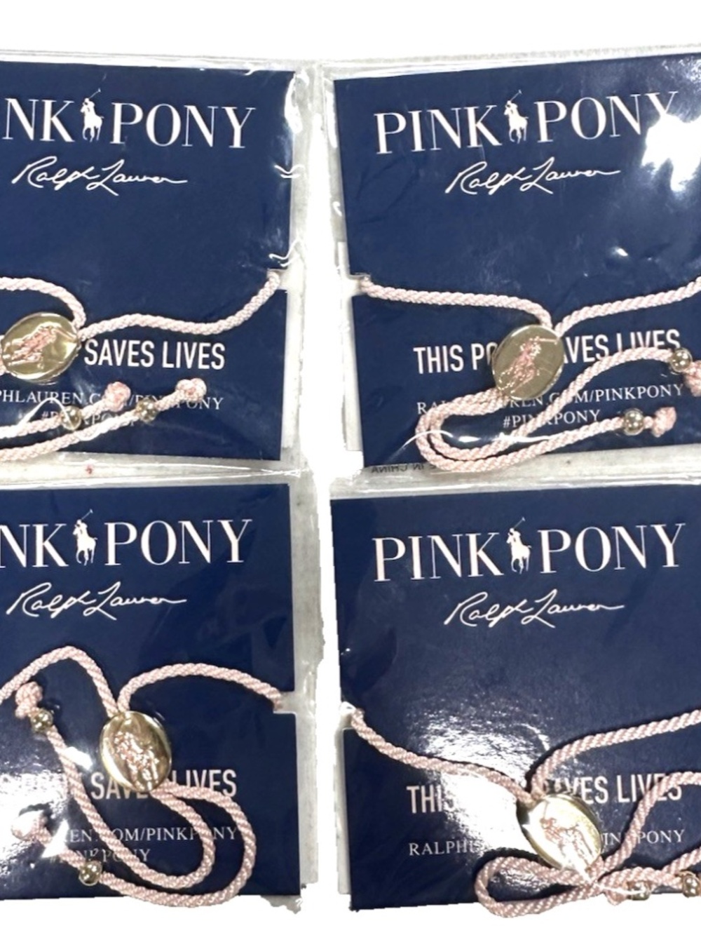 Ralph Lauren Pink Pony Bracelet Charm Cancer Awareness Lot of 4